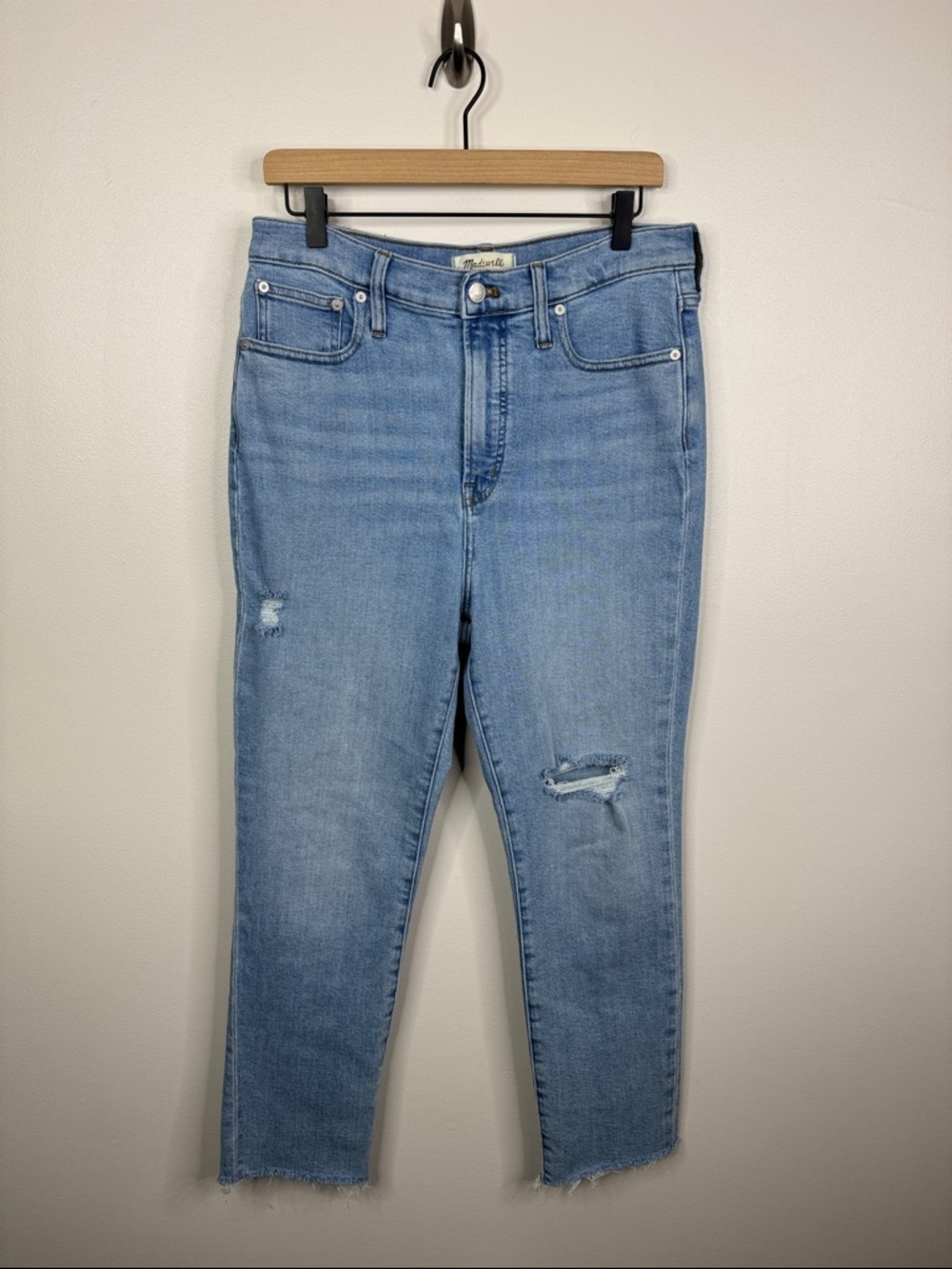 Madewell The Perfect Vintage Jean 29 High Rise Blue Straight Distressed Mom Jean